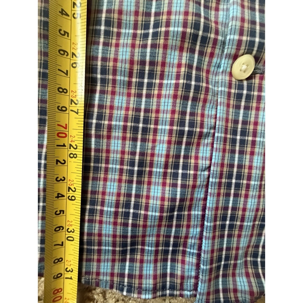 Peter Millar Long Sleeve Button Up Shirt Red Blue Plaid Oak Hill CC Large JBHS - Picture 5 of 10